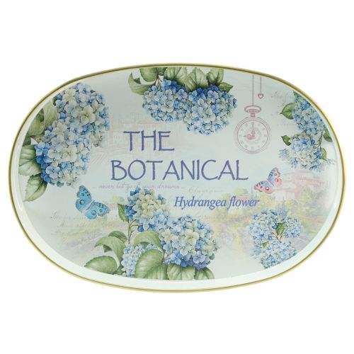 Artículo Bandeja decorativa hortensias bandeja de plástico blanco 39×27,5cm