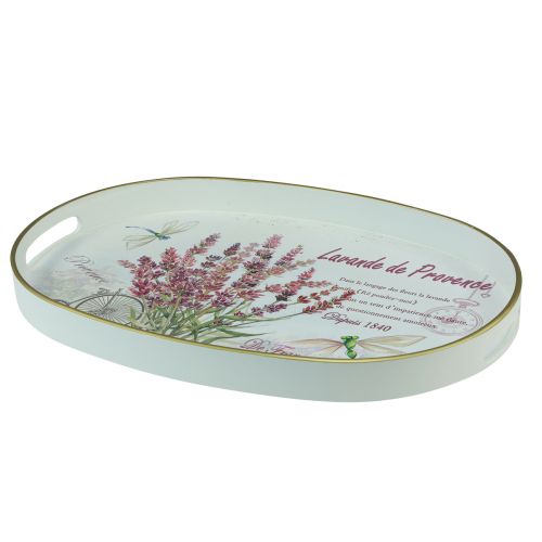 Bandeja decorativa lavanda bandeja de plástico blanco 39×27,5cm