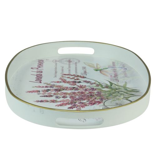 Artículo Bandeja decorativa lavanda bandeja de plástico blanco 39×27,5cm