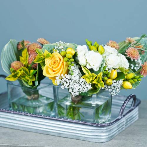 Floristik24 Bandeja decorativa con asas metal plata 30cm/37cm/45cm juego de 3