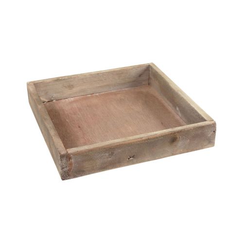 Floristik24 Bandeja decorativa bandeja cuadrada de madera natural 20×20×3,5cm