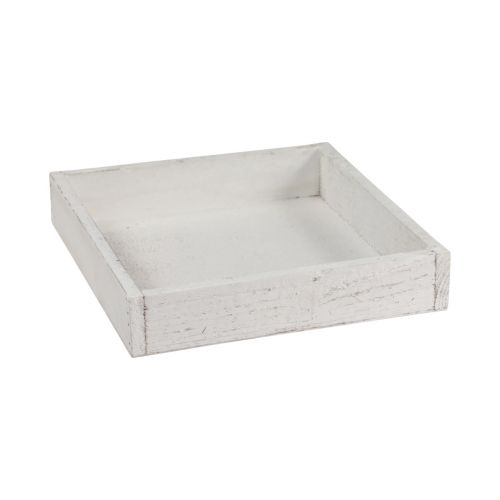Floristik24 Bandeja decorativa bandeja cuadrada de madera blanca 20×20×3,5cm