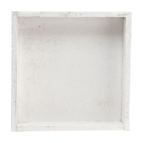 Floristik24 Bandeja decorativa bandeja cuadrada de madera blanca 20×20×3,5cm