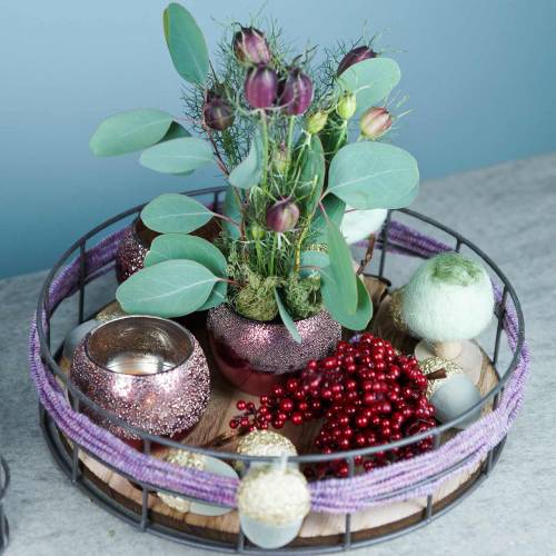 Floristik24 Bandeja decorativa redonda madera, metal natural Ø25/30/35cm juego de 3
