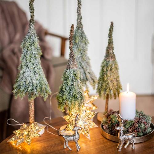 Floristik24 Árbol de Navidad Deco verde nevado, blanco 56cm