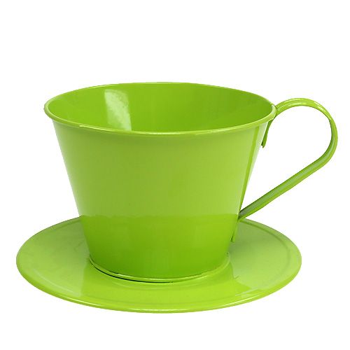 Floristik24 Taza decorativa con plato verde Ø16cm H11cm