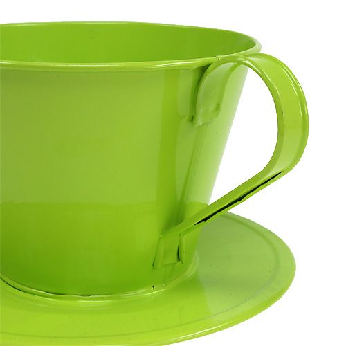 Floristik24 Taza decorativa con plato verde Ø16cm H11cm