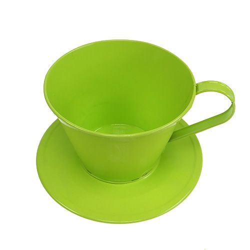 Floristik24 Taza decorativa con plato verde Ø16cm H11cm