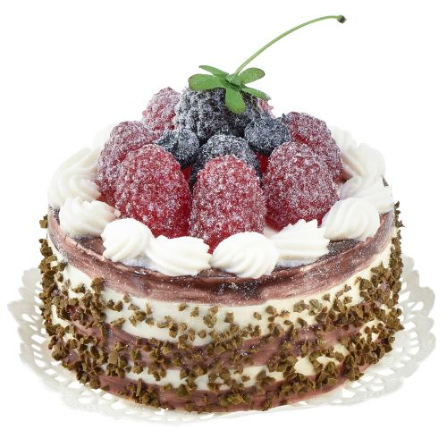 Artículo Muñeco decorativo de tarta de chocolate con frambuesas Ø10cm