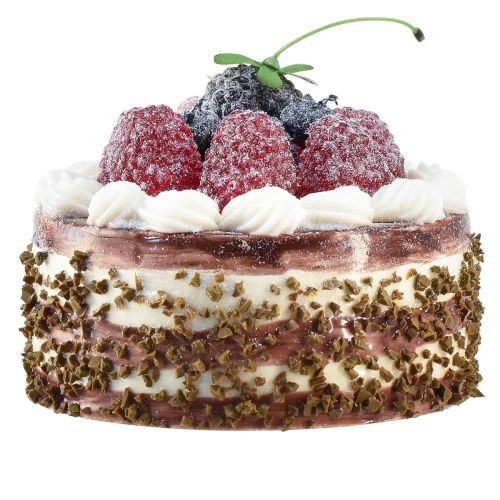 Floristik24 Muñeco decorativo de tarta de chocolate con frambuesas Ø10cm