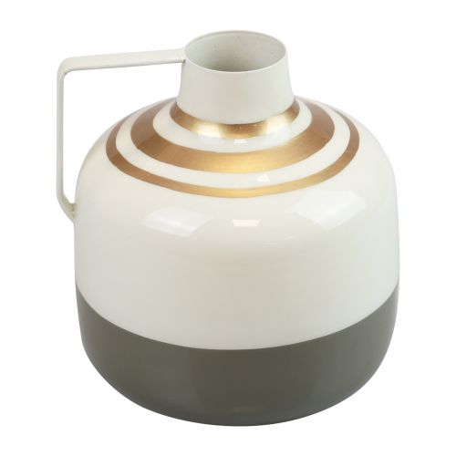 Jarrón decorativo mango de metal crema/gris/oro Ø16cm H17cm
