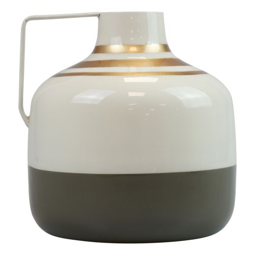 Artículo Jarrón decorativo mango de metal crema/gris/oro Ø16cm H17cm