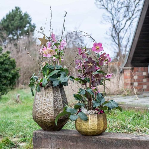 Floristik24 Florero decorativo florero de metal vintage latón Ø43/30cm juego de 2