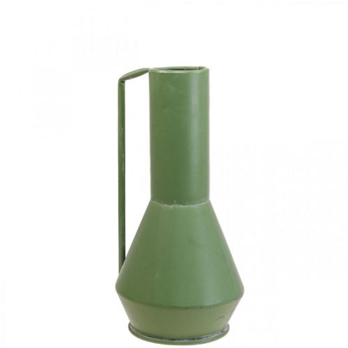 Florero decorativo metal asa verde jarra decorativa 14cm H28.5cm