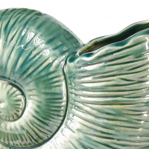 Floristik24 Jarrón decorativo concha de caracol cerámica verde 18x8,5x15,5cm