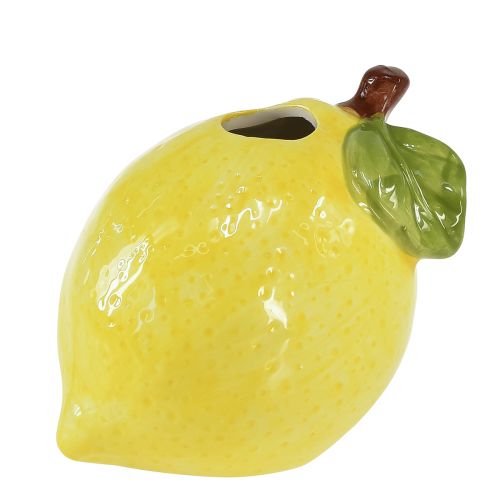 Jarrón decorativo limón cerámica ovalado amarillo 11cm×9,5cm×10,5cm