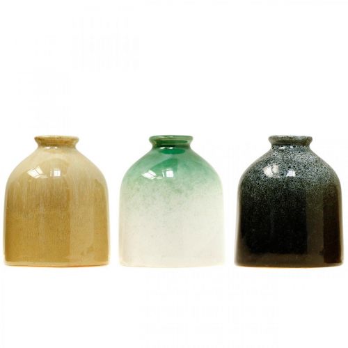 Floristik24 Jarrones decorativos, juego de jarrones de cerámica redondos H9.5cm Ø8cm 3pcs