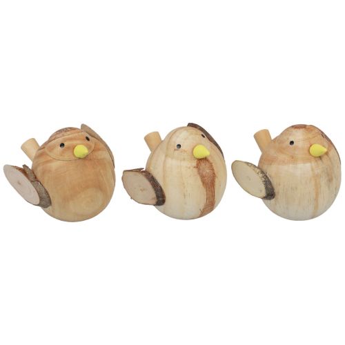 Floristik24 Pájaros decorativos pájaros de madera decoración de mesa primavera natural 7cm 3 piezas