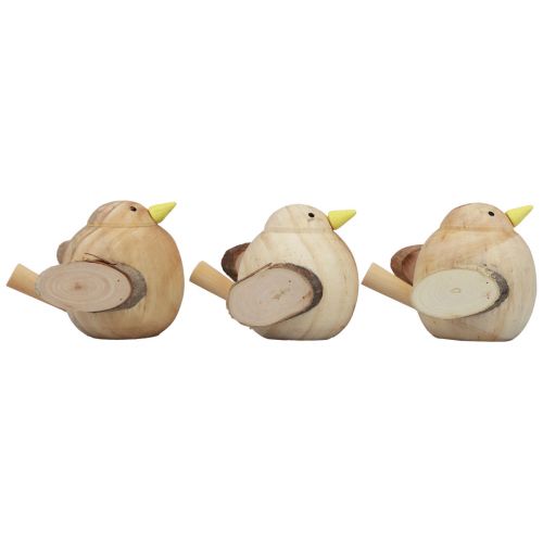 Artículo Pájaros decorativos pájaros de madera decoración de mesa primavera natural 7cm 3 piezas
