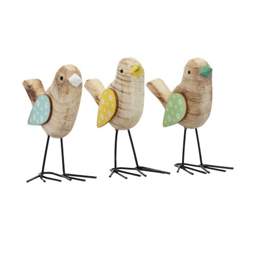 Floristik24 Pájaros decorativos pájaros de madera decoración de mesa primavera natural colorido 12cm 3 piezas