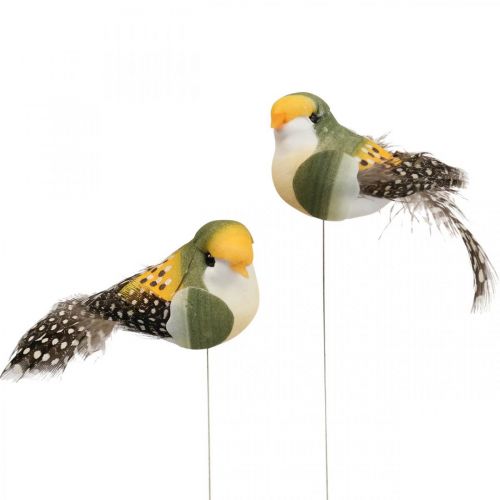 Floristik24 Pájaros decorativos mini pájaro sobre alambre decoración de resorte 3×6cm 12ud