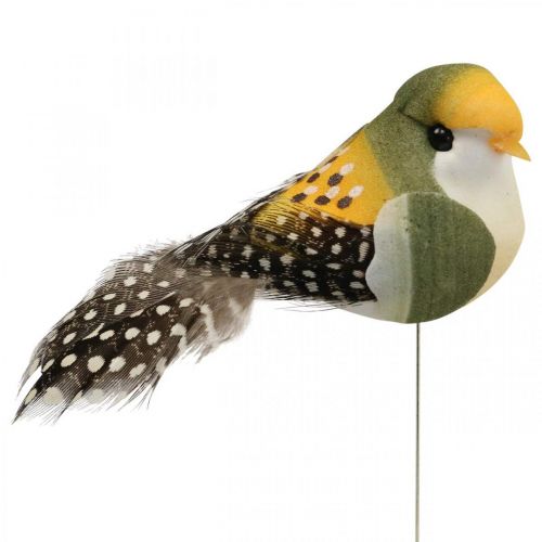 Artículo Pájaros decorativos mini pájaro sobre alambre decoración de resorte 3×6cm 12ud