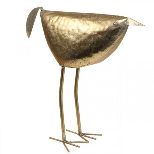Deco pájaro Figura decorativa pájaro decoración metal dorado 46×16×39cm