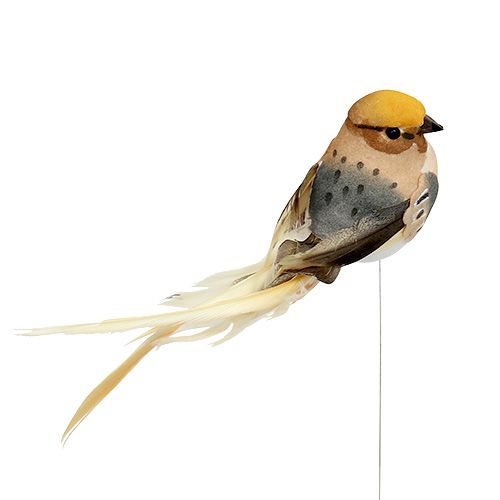 Artículo Deco pájaro sobre alambre Marrón 15cm 9pcs