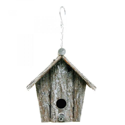 Floristik24 Casita para pájaros decorativa para colgar Casa de pájaros decoración corteza H21cm