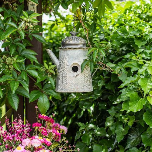 Floristik24 Pajarera decorativa vintage, jarra decorativa de metal para colgar H28.5cm
