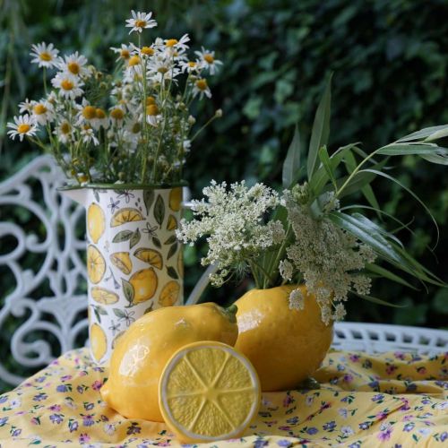 Floristik24 Decoración de mesa decorativa de verano de cerámica de limón 11cm