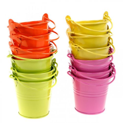 Floristik24 Cubo decorativo macetero de metal de colores surtido Ø6cm H6cm 12 piezas