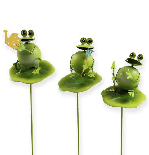Floristik24 Rana decorativa con implemento de jardinería en la varilla 6pcs