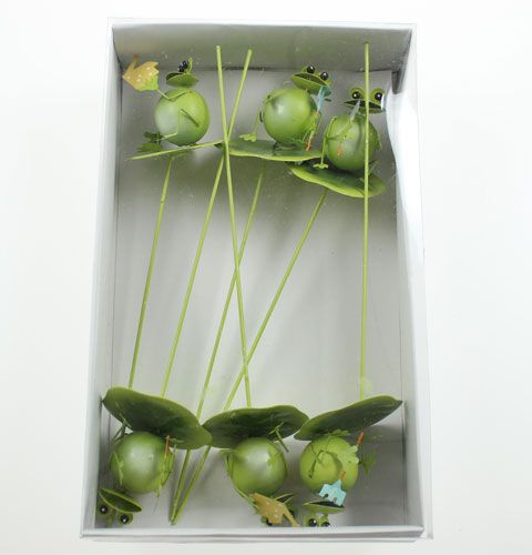 Floristik24 Rana decorativa con implemento de jardinería en la varilla 6pcs