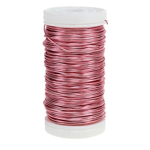 Floristik24 Alambre Deco Esmaltado Rosa Ø0.50mm 50m 100g