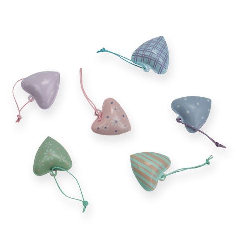 Floristik24 Corazón de metal para colgar con motivos 3cm 12pcs