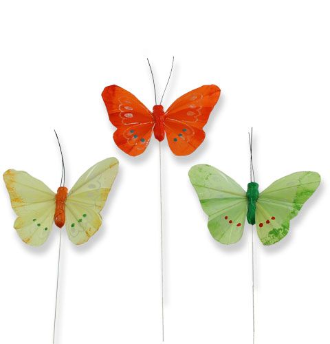 Floristik24 Mariposas decorativas en el alambre multicolor 8 cm.