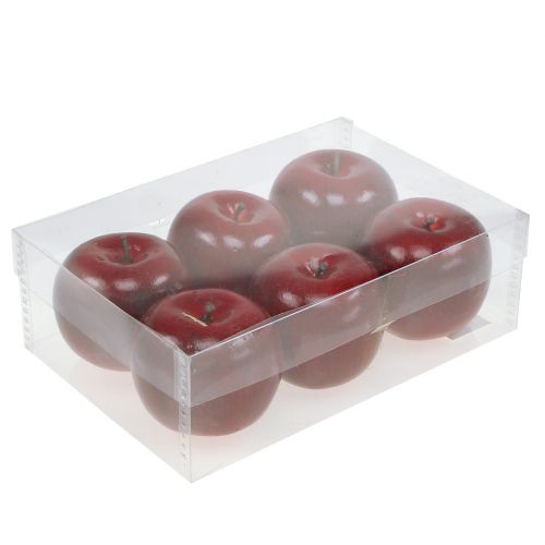 Floristik24 Manzanas decorativas rojo lacado Ø8cm 6p