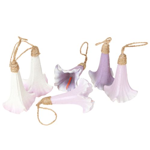 Artículo Percha decorativa Campanilla Púrpura Blanco Ø3.5cm H8cm 6pcs