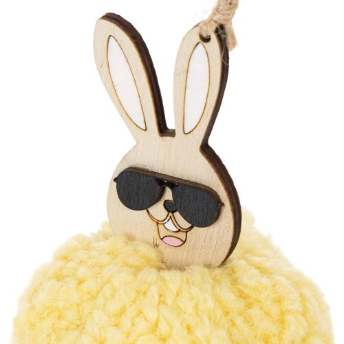 Artículo Adorno de conejito de Pascua para colgar, conejito esponjoso, amarillo, Ø7 cm, 6 piezas
