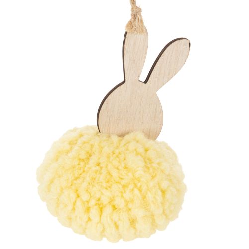 Artículo Adorno de conejito de Pascua para colgar, conejito esponjoso, amarillo, Ø7 cm, 6 piezas