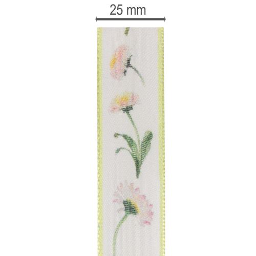 Cinta de regalo con estampado floral Bellis para manualidades y embalaje, 25 mm x 20 m | Floristik24.es