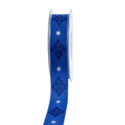 Floristik24 Cinta de regalo para la decoración azul con patrón 25mm 20m