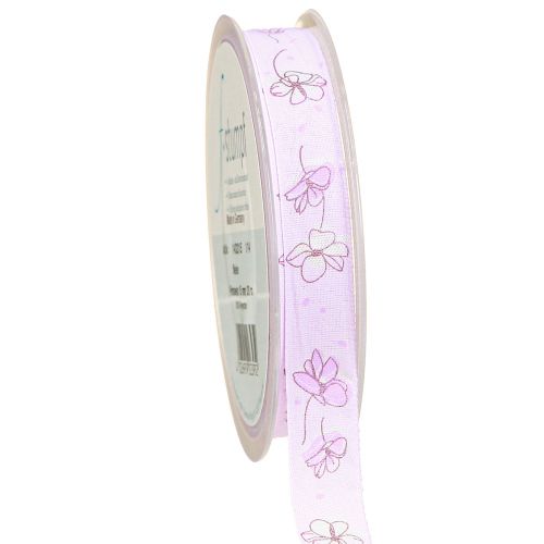 Artículo Cinta decorativa flores cinta de regalo de primavera lila 15mm 20m