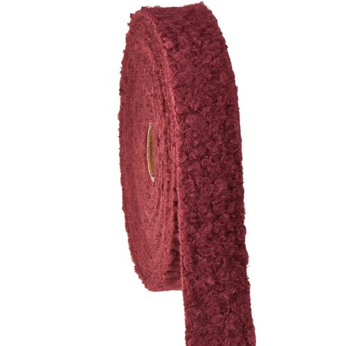 Cinta decorativa burdeos aspecto lana cinta de tela ancha 40mm 8m