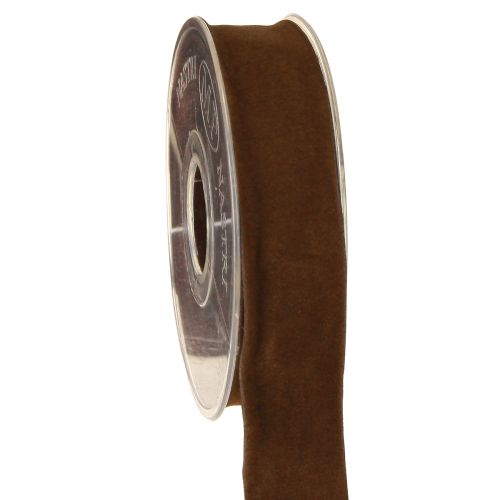 Floristik24 Cinta decorativa de terciopelo marrón, cinta para joyería, 25 mm, 7 m