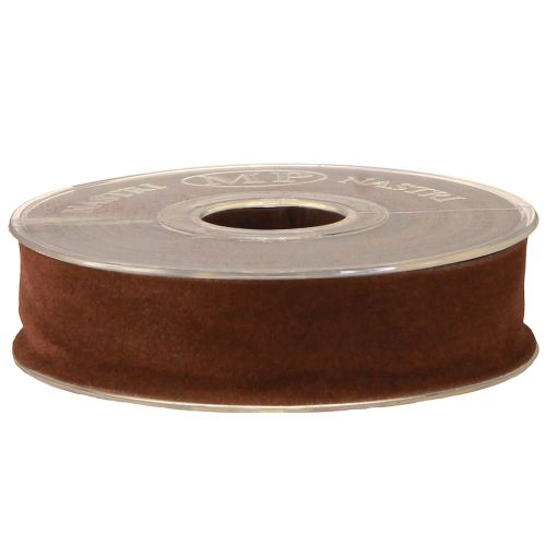 Artículo Cinta decorativa de terciopelo marrón, cinta para joyería, 25 mm, 7 m