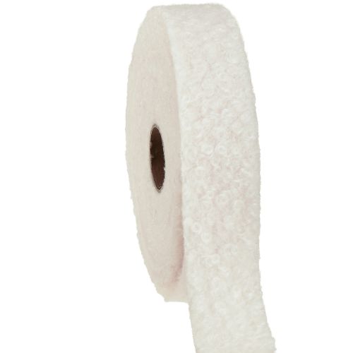 Cinta decorativa color crema, cinta ancha, cinta de tela efecto lana, 40 mm, 8 m