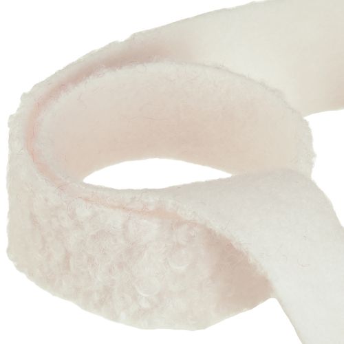 Artículo Cinta decorativa color crema, cinta ancha, cinta de tela efecto lana, 40 mm, 8 m