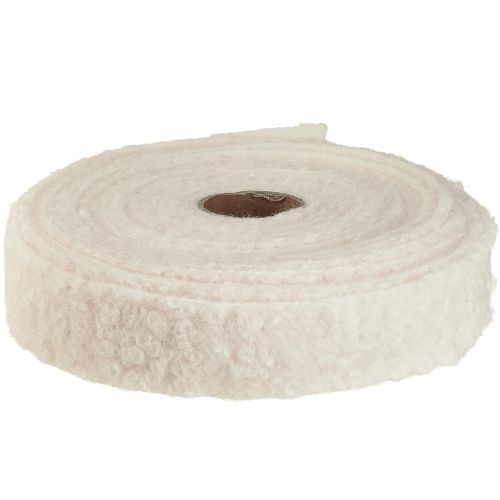 Artículo Cinta decorativa color crema, cinta ancha, cinta de tela efecto lana, 40 mm, 8 m